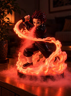 Tanjiro Water Breathing Mist Diffuser Figure – glowing on a sideboard at night | Demon Slayer