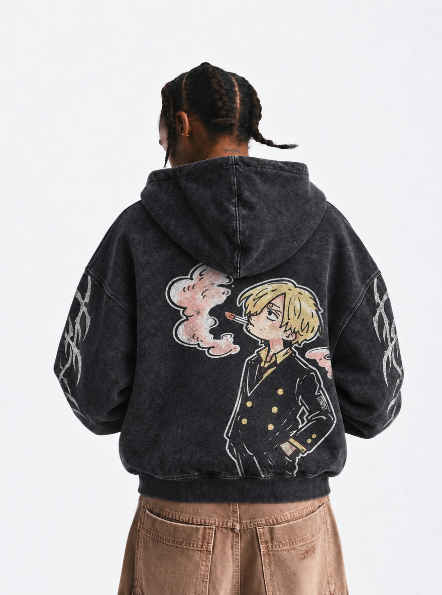 Sanji Smoke – Hoodie – model shot | One Piece
