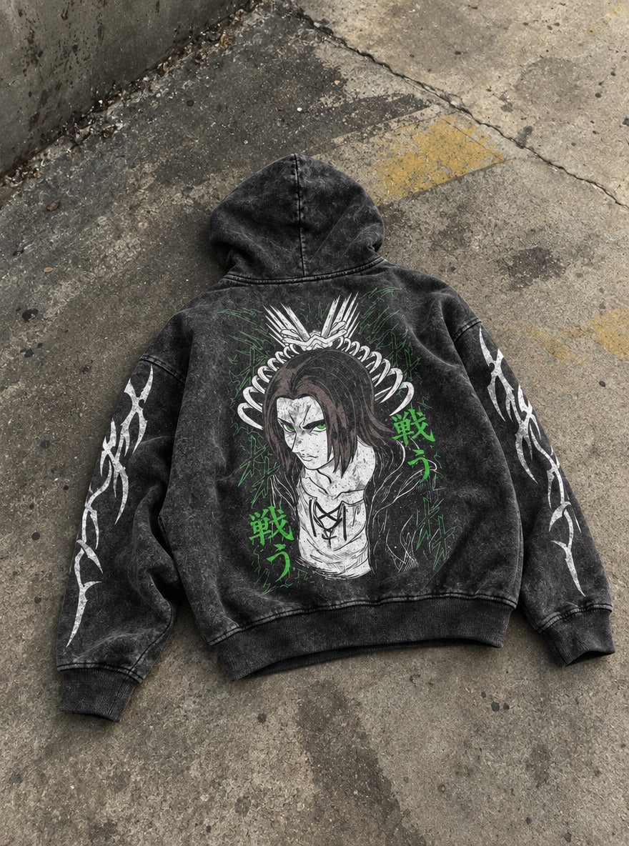 Eren Fight – Hoodie – flat-lay | Attack on Titan