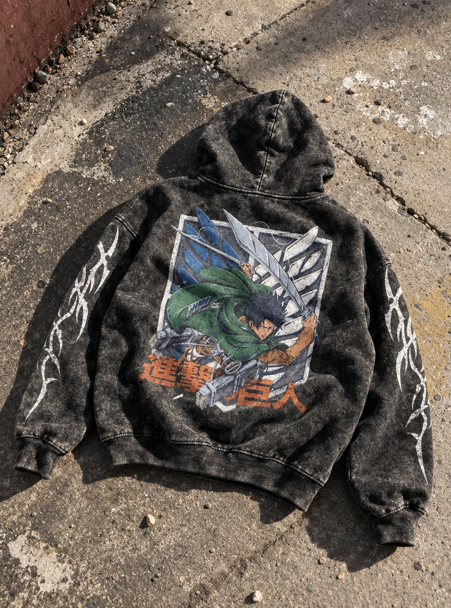 Levi Survey Corps – Hoodie – flat-lay | Attack on Titan