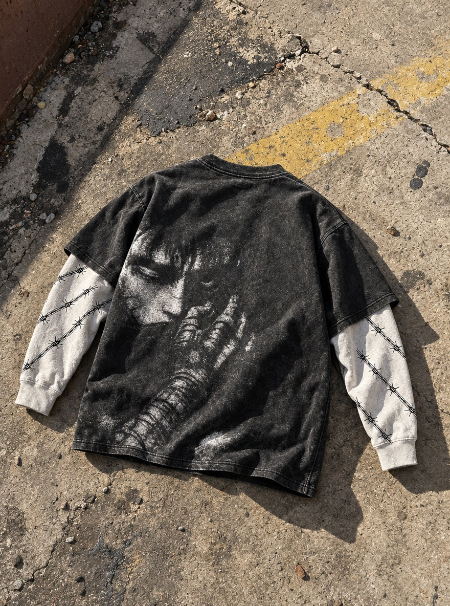 Iron Arm Guts – Double Sleeves – flat-lay | Berserk