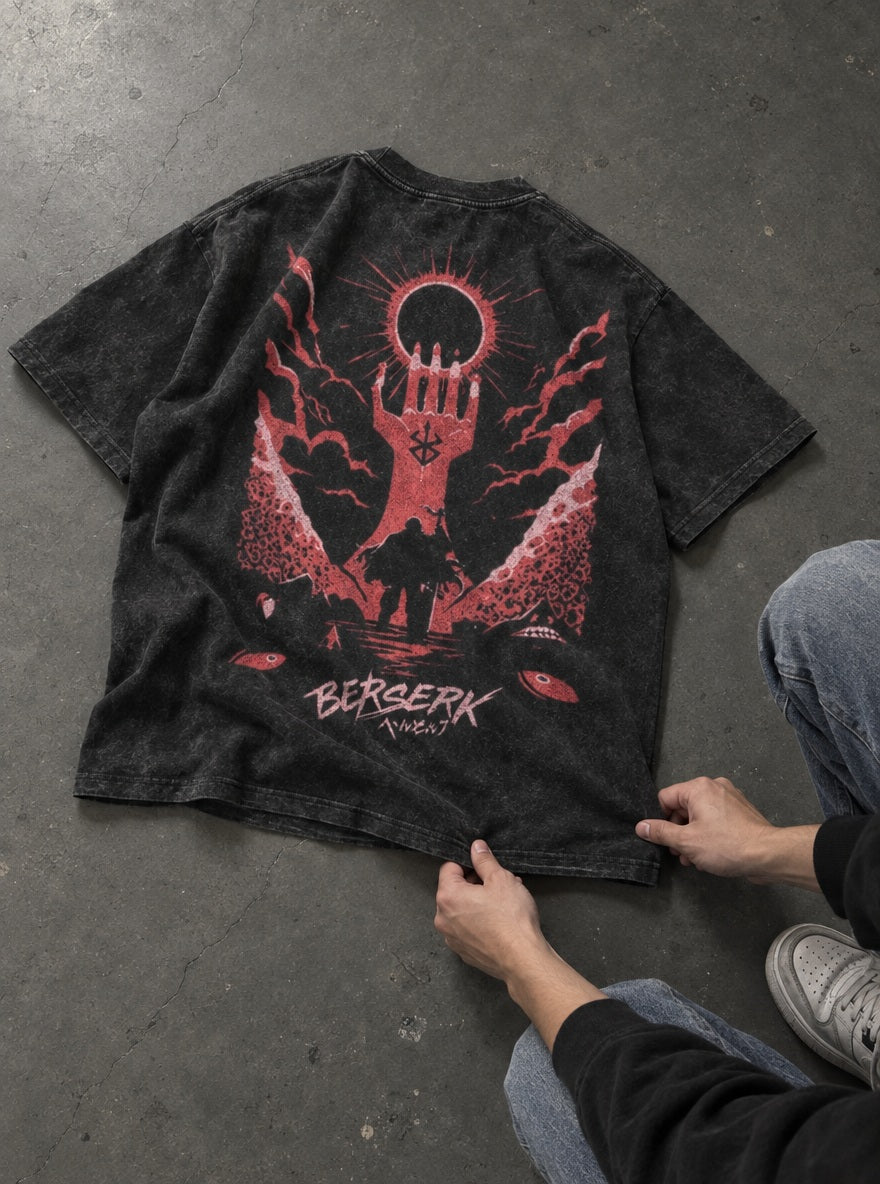 Red Eclipse Hand – T-Shirt – flat-lay | Berserk