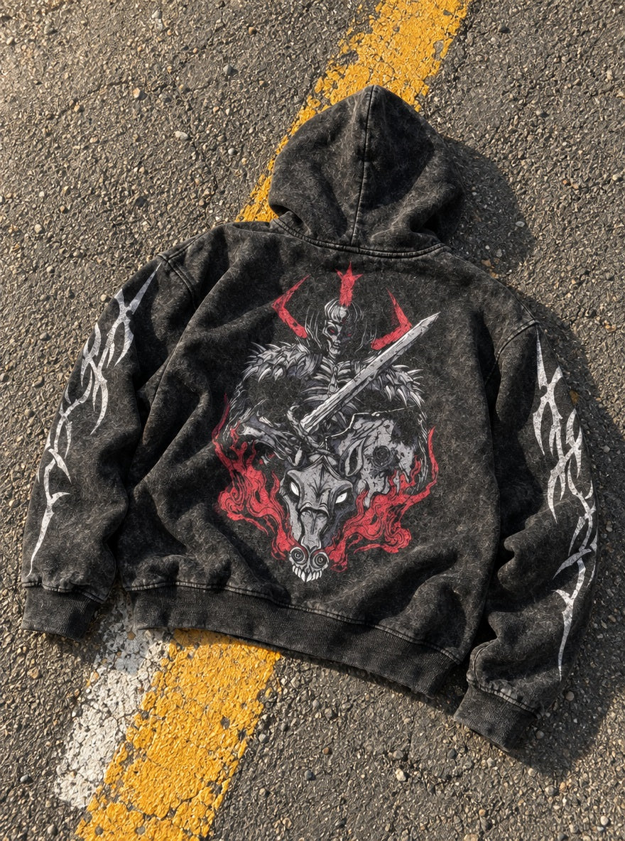 Skull Knight Steed – Hoodie – flat-lay | Berserk