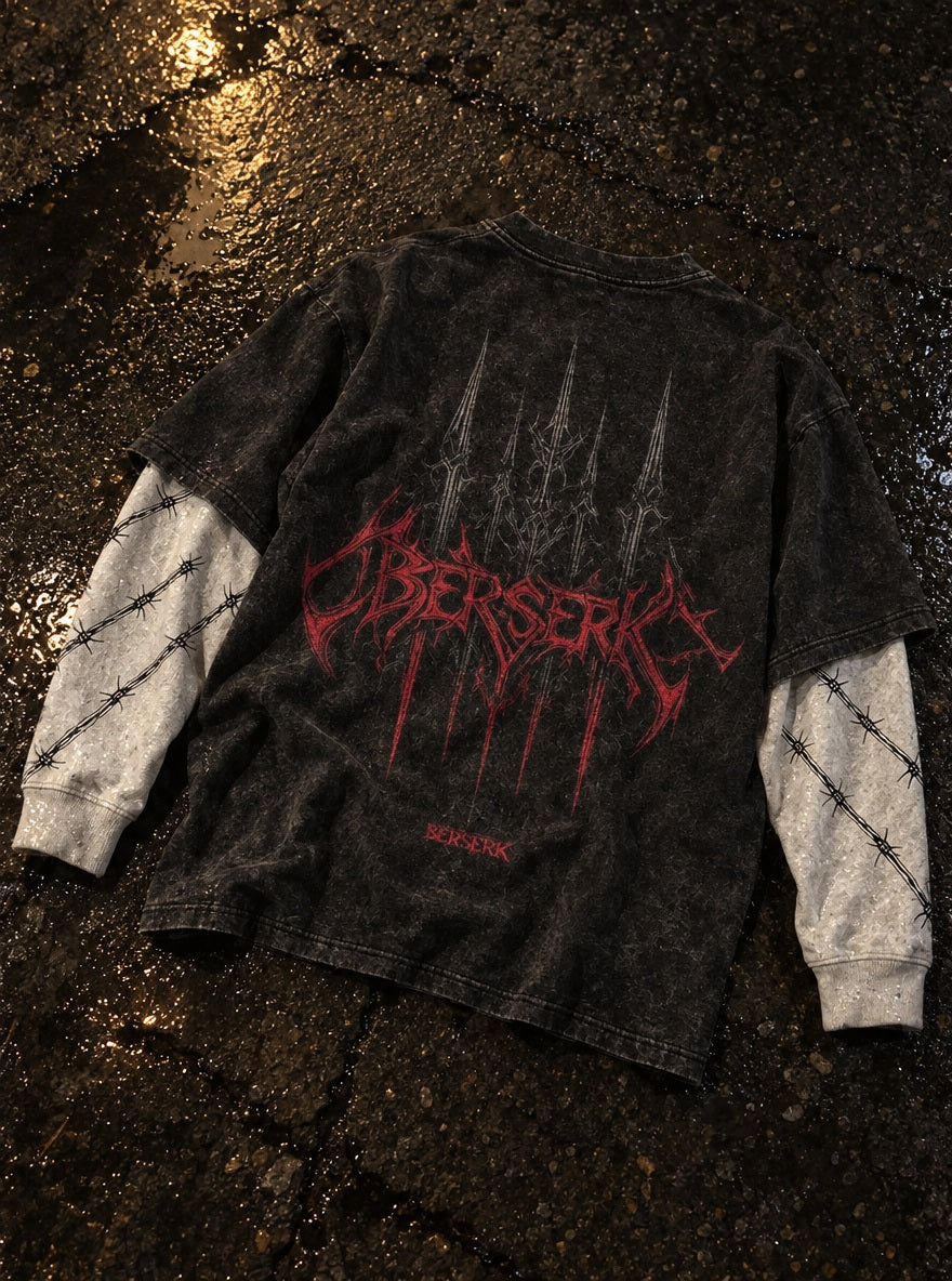Red Metal Logo – Double Sleeves – flat-lay | Berserk