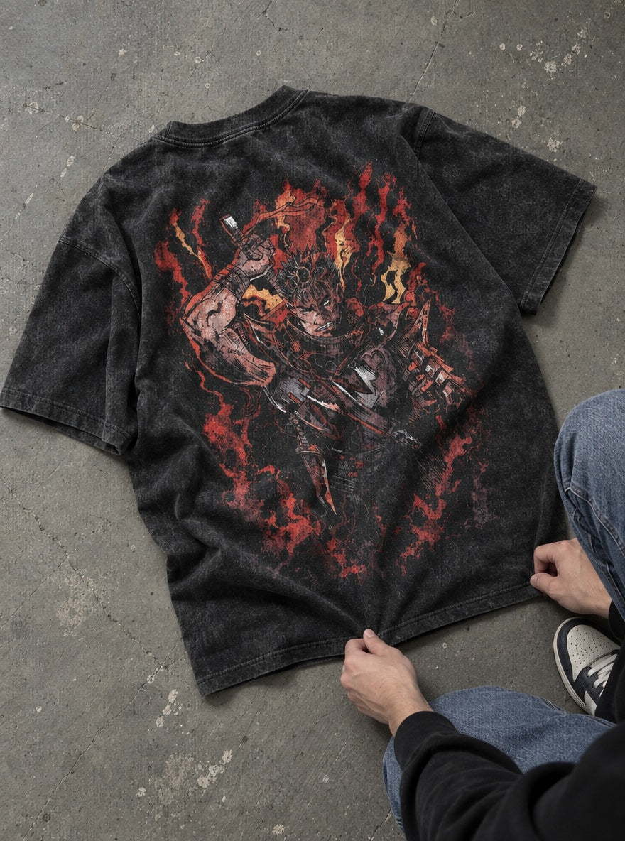 Blazing Guts – T-Shirt – flat-lay | Berserk