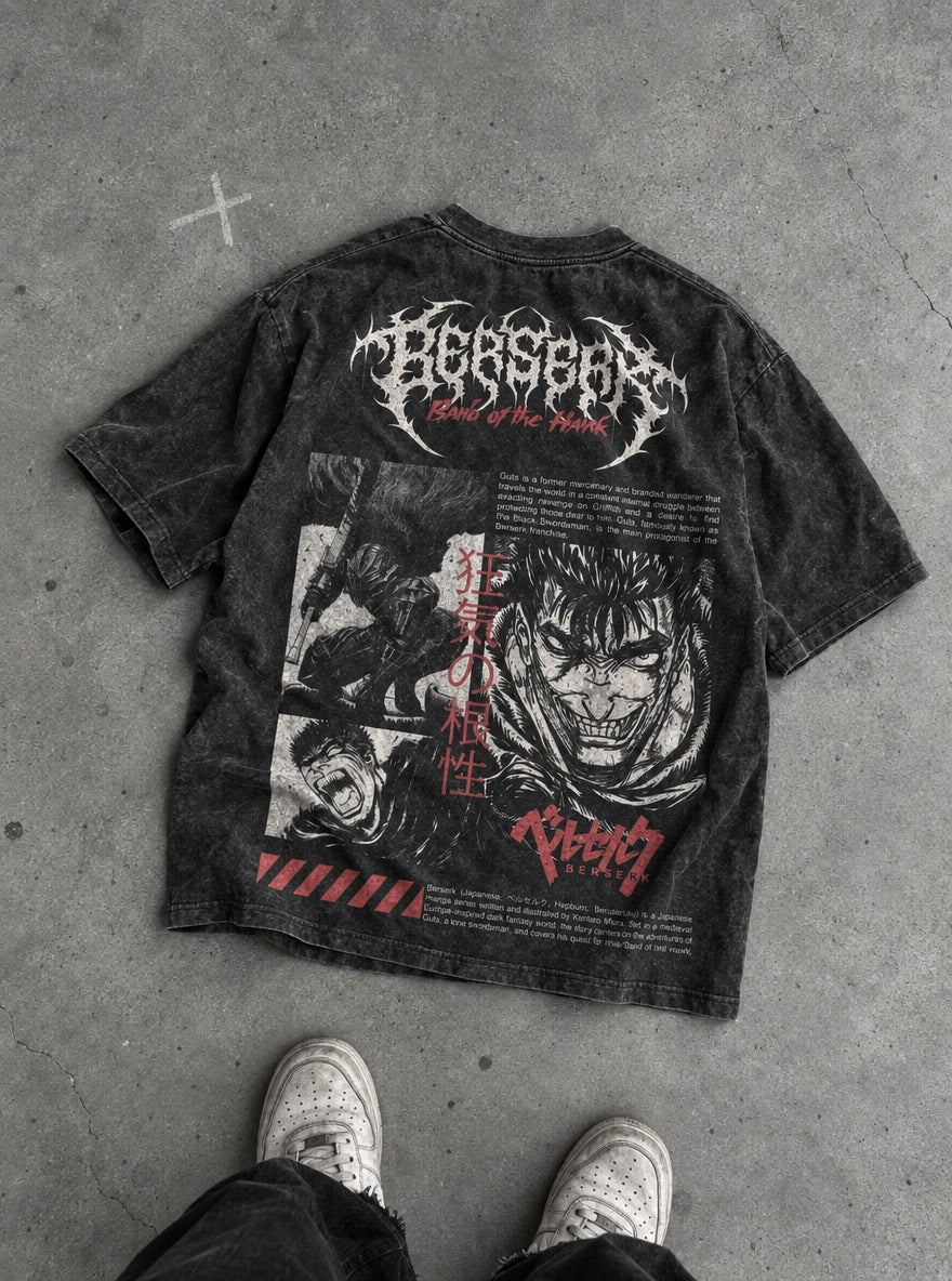 Guts Manga Collage – T-Shirt – flat-lay | Berserk