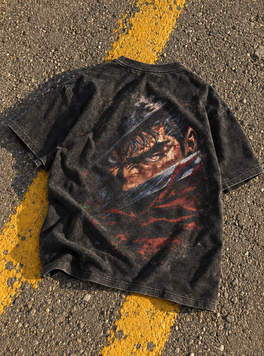 Guts Blade Glare – T-Shirt – flat-lay | Berserk