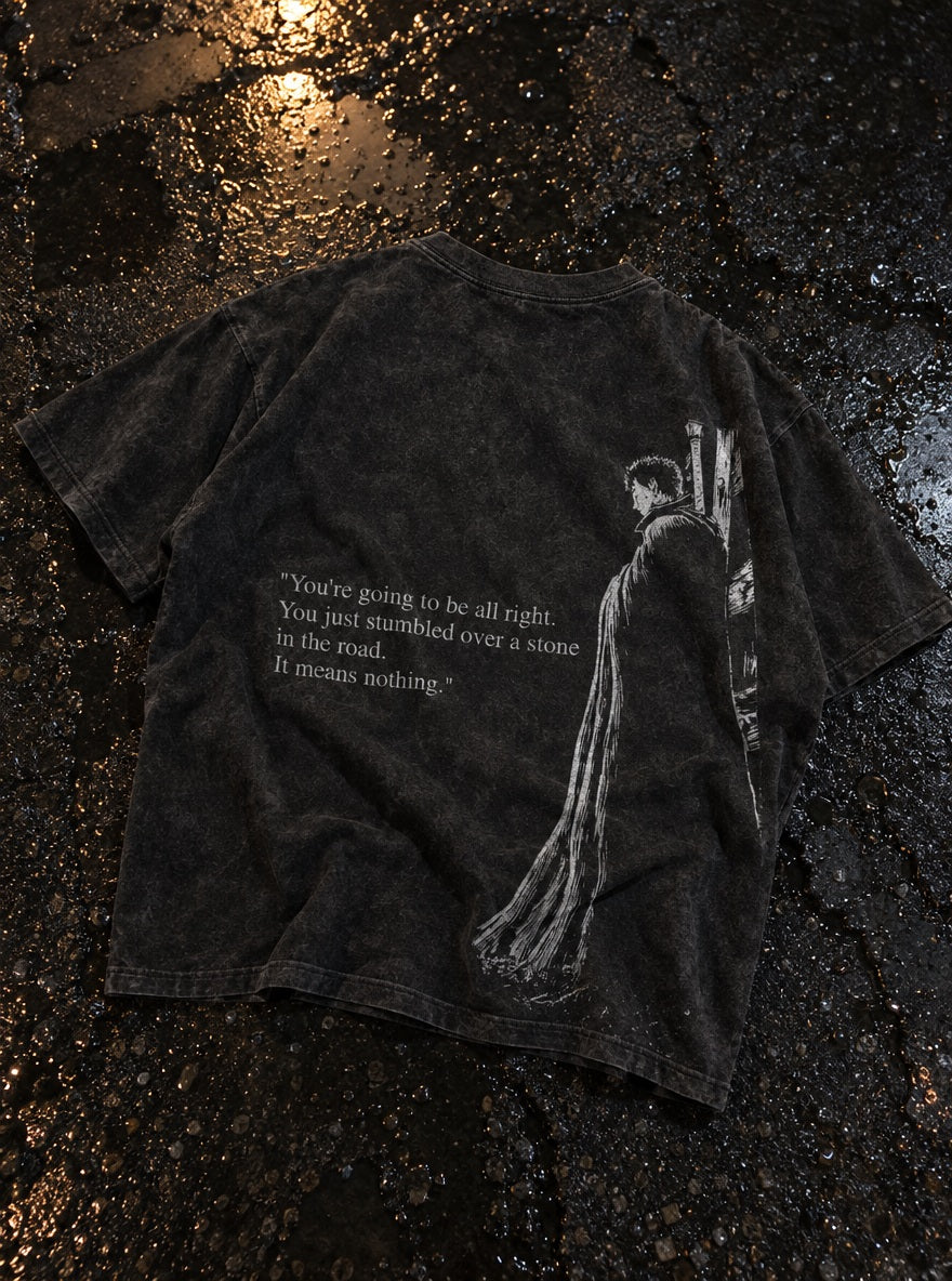 Guts Quote – T-Shirt – flat-lay | Berserk