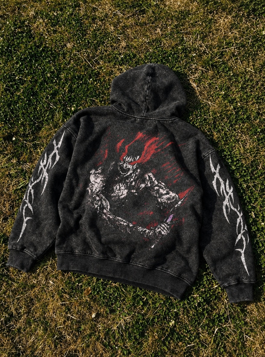Red Frenzy Berserker – Hoodie – flat-lay | Berserk