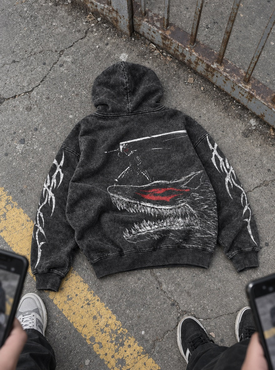 Beast Jaws Leap – Hoodie – flat-lay | Berserk