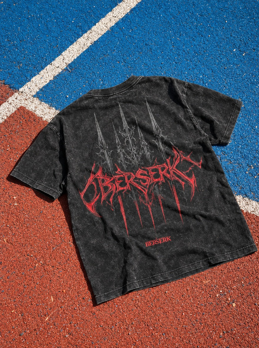 Red Metal Logo – T-Shirt – flat-lay | Berserk
