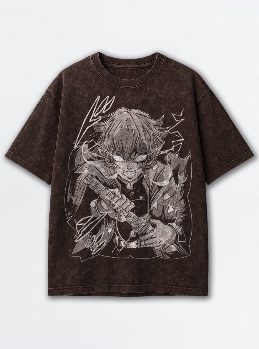 Zenitsu Fury – Brown T-Shirt – mockup | Demon Slayer
