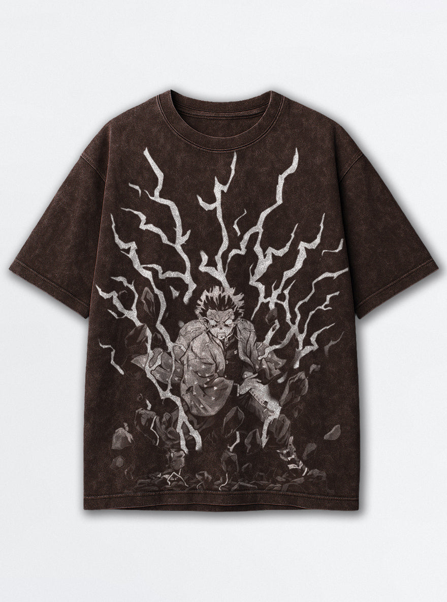 Zenitsu Thunder – Brown T-Shirt – mockup | Demon Slayer