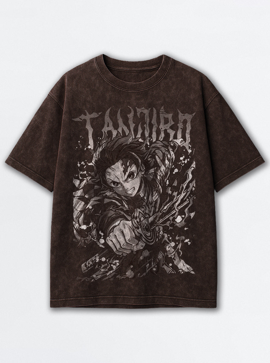 Scarred Flame – Brown T-Shirt – mockup | Demon Slayer