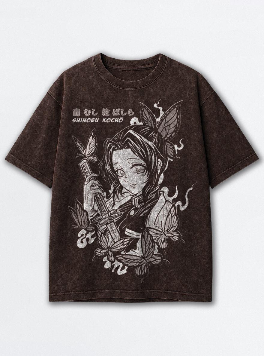 Shinobu Butterfly – Brown T-Shirt – mockup | Demon Slayer