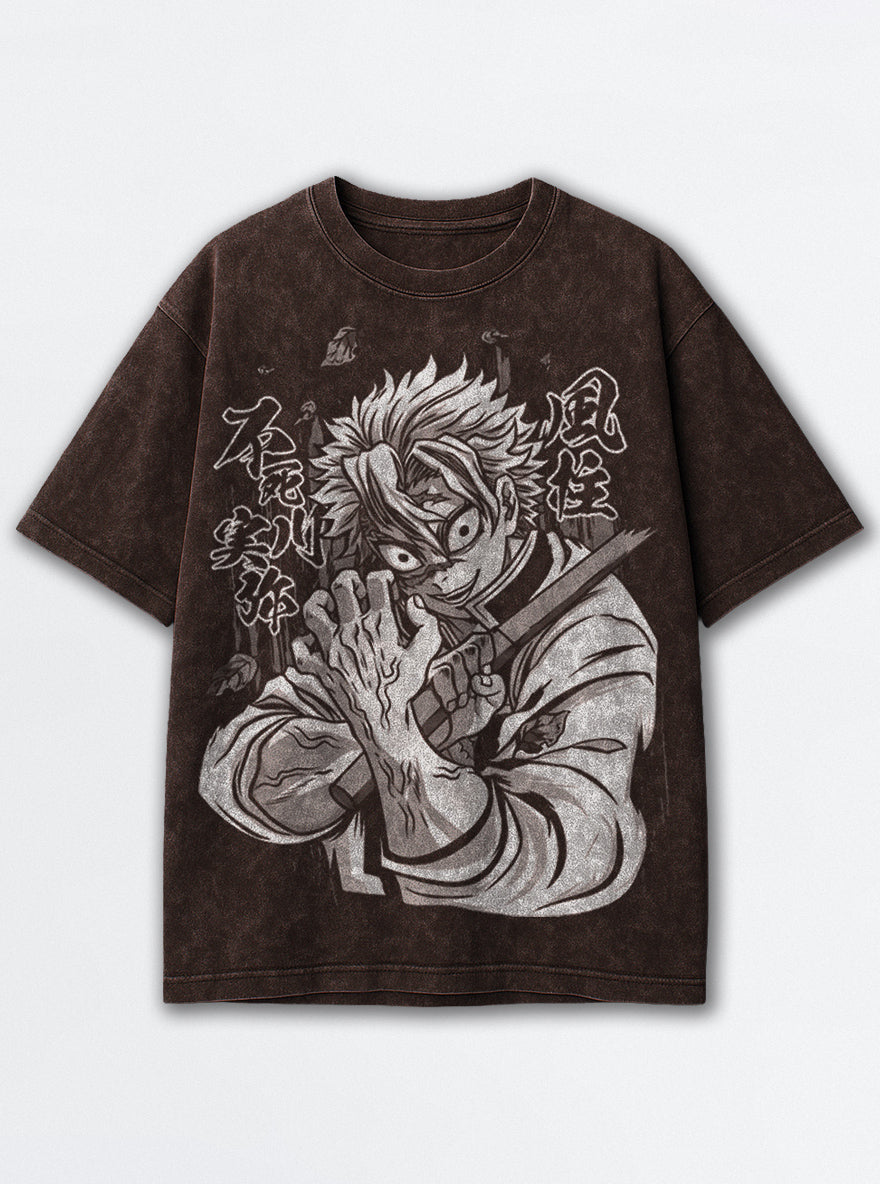 Sanemi Scars – Brown T-Shirt – mockup | Demon Slayer