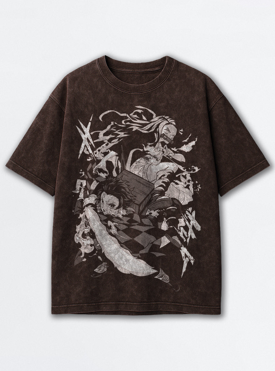 Tanjiro & Nezuko – Brown T-Shirt – mockup | Demon Slayer