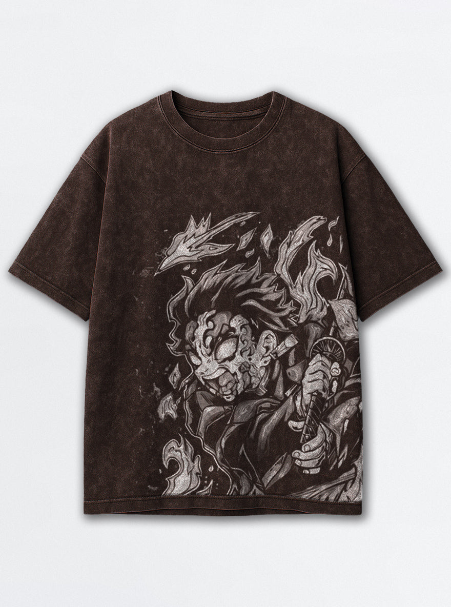 Tanjiro Inferno – Brown T-Shirt – mockup | Demon Slayer