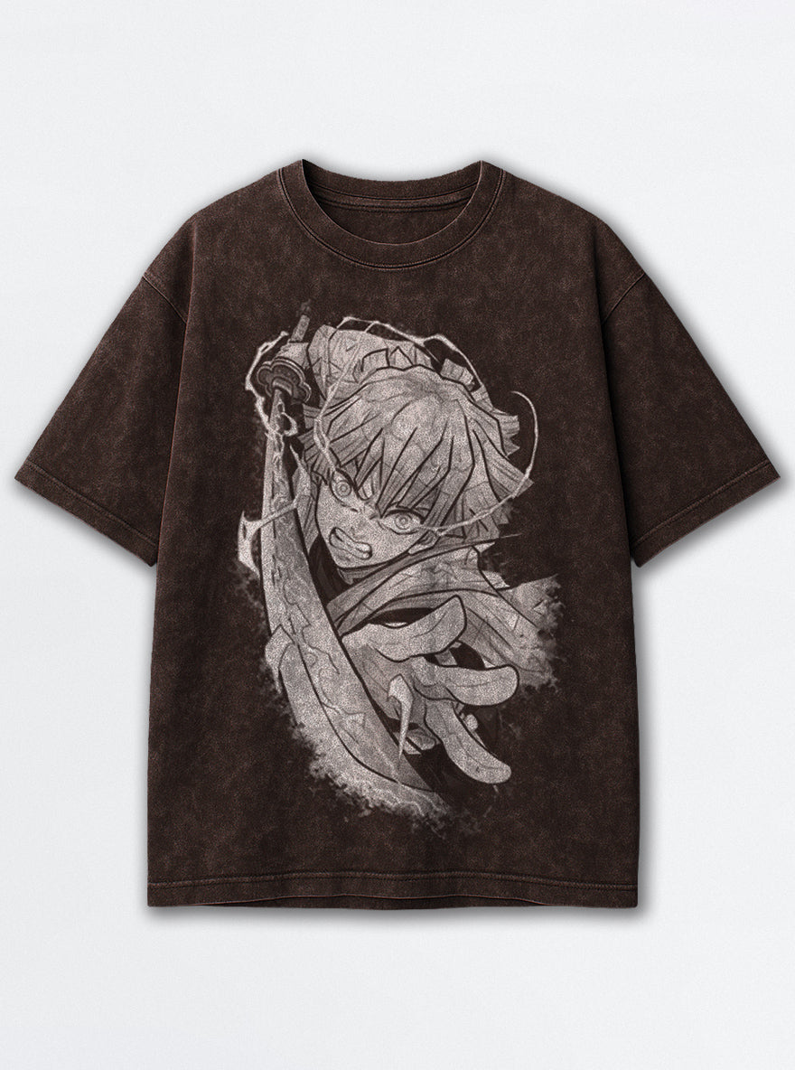 Zenitsu Godspeed – Brown T-Shirt – mockup | Demon Slayer