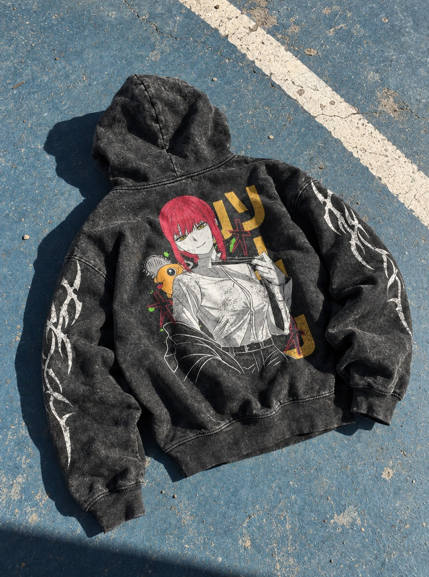 Makima & Pochita – Hoodie – flat-lay | Chainsaw Man