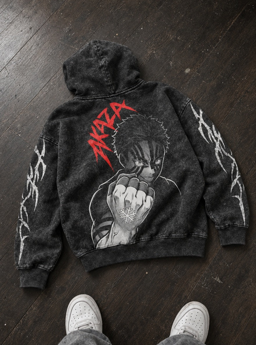 Akaza Fist – Hoodie – flat-lay | Demon Slayer