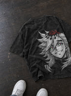 Doma Grin – Black T-Shirt – flat-lay | Demon Slayer