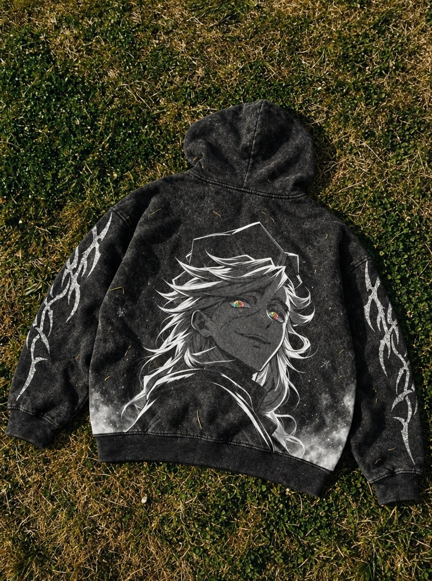 Doma Smile – Hoodie – flat-lay | Demon Slayer