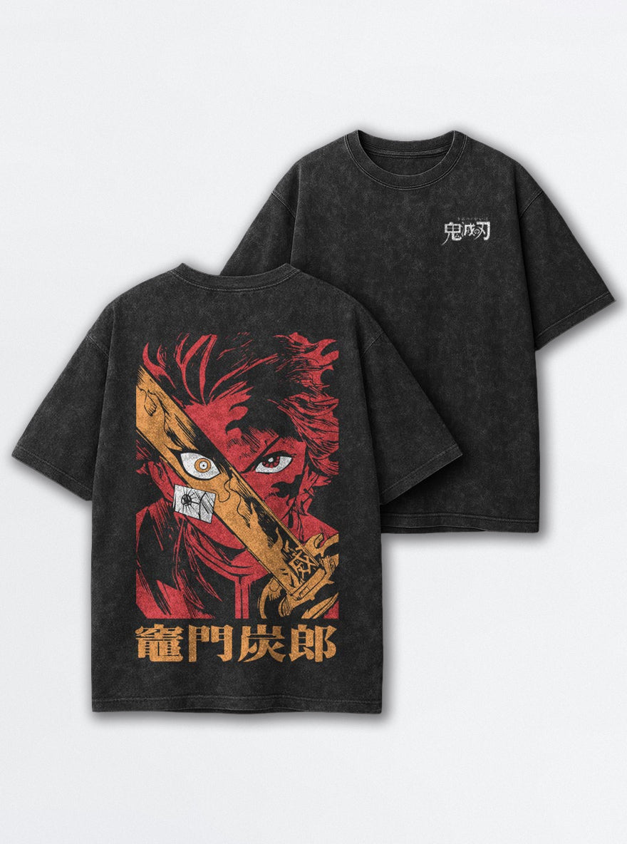 Tanjiro Red – Black T-Shirt – mockup | Demon Slayer