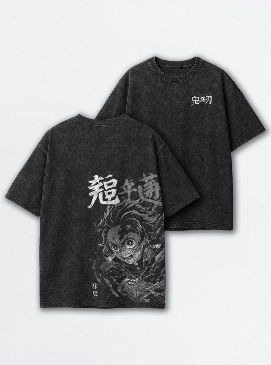 Tanjiro Mono – Black T-Shirt – mockup | Demon Slayer