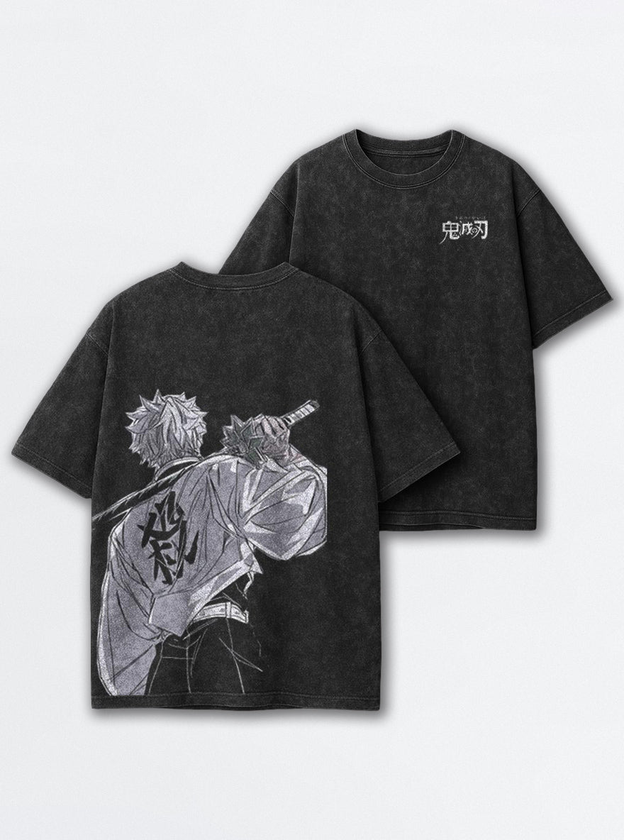 Sanemi Back – Black T-Shirt – mockup | Demon Slayer