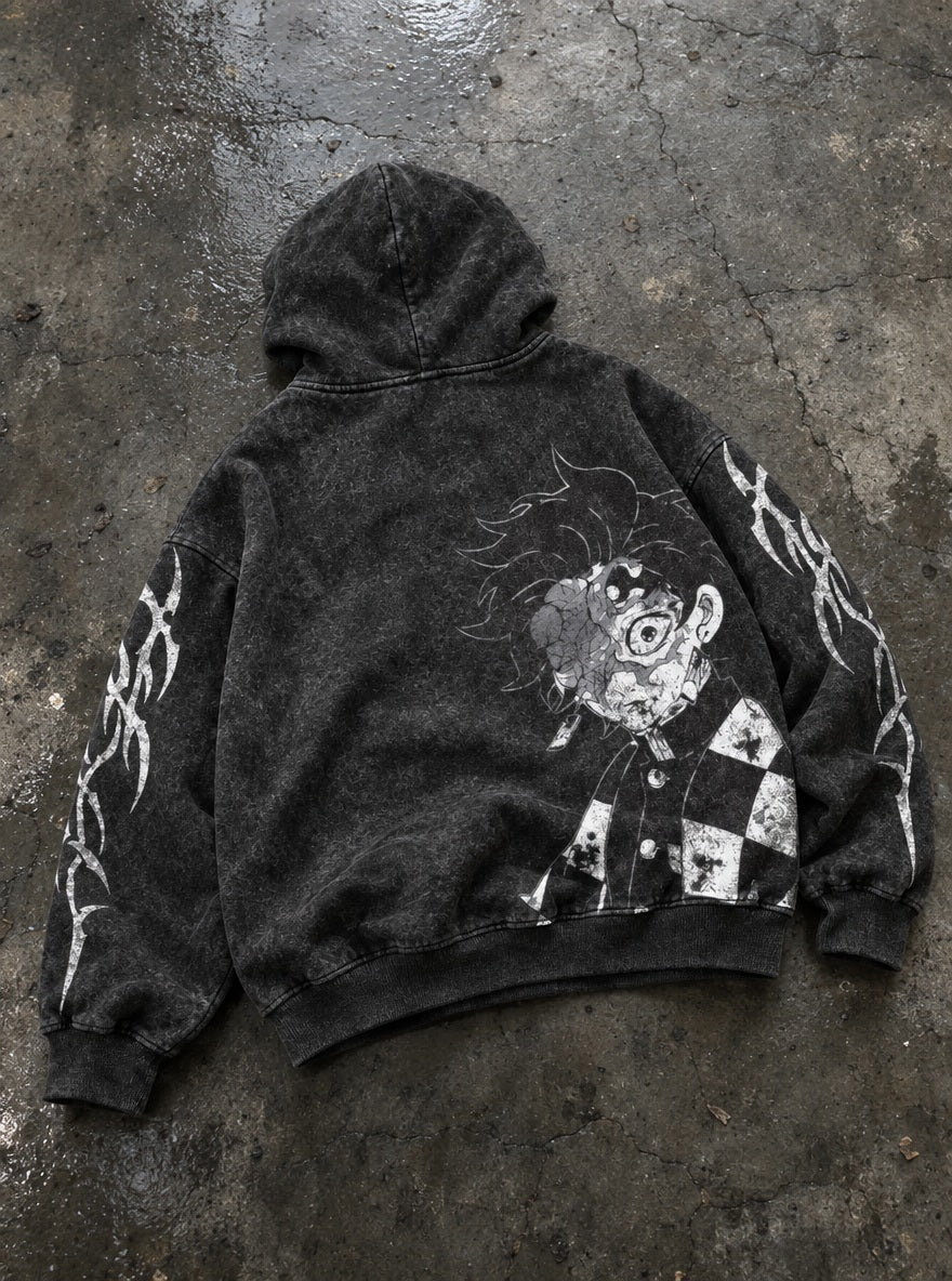 Demon Tanjiro – Hoodie – flat-lay | Demon Slayer