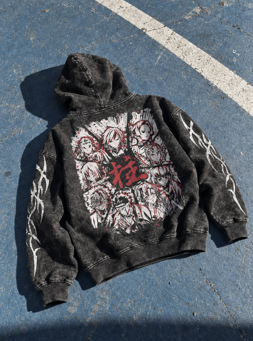 Hashira Group – Hoodie – flat-lay | Demon Slayer