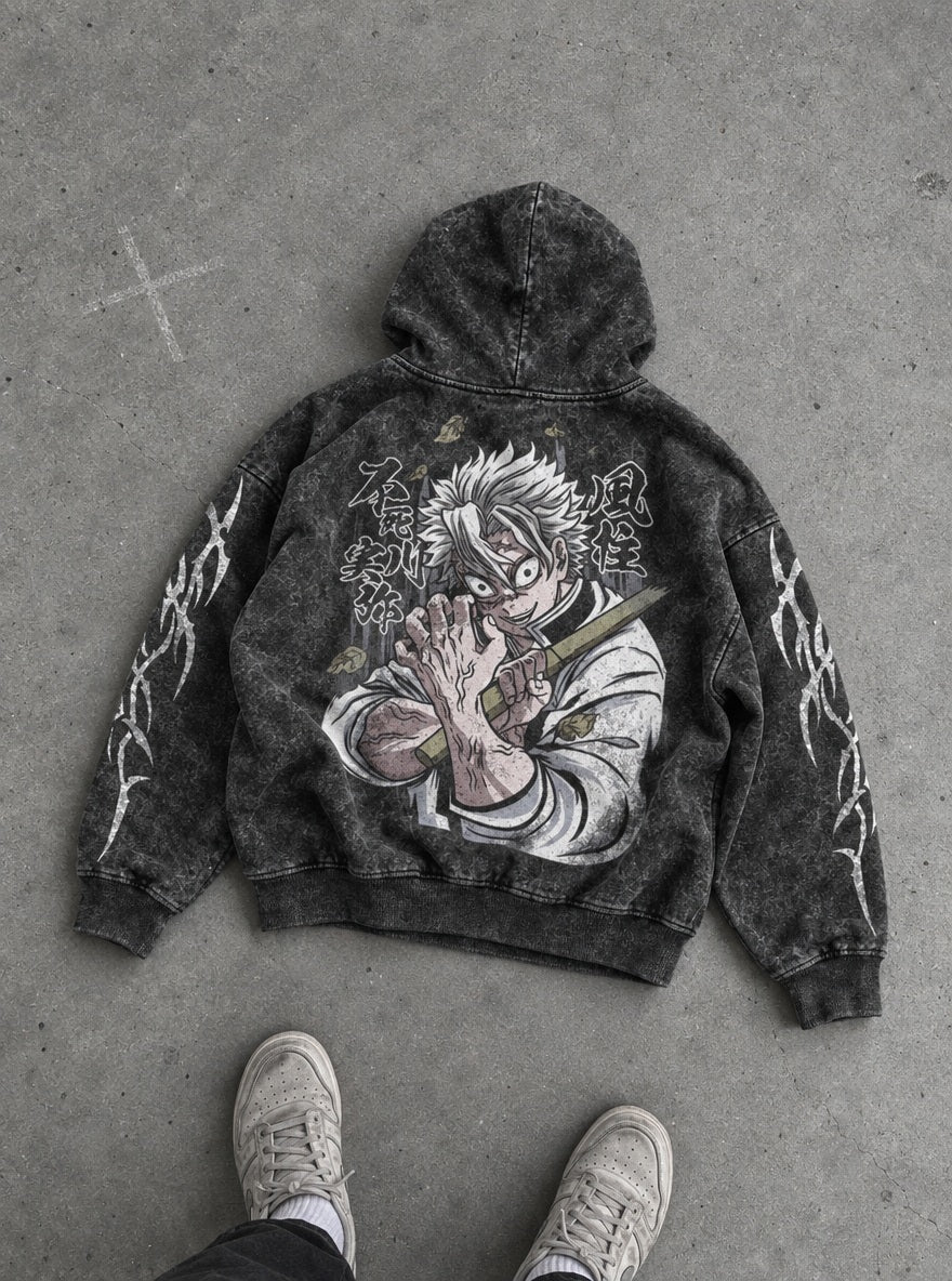 Sanemi Scars – Hoodie – flat-lay | Demon Slayer