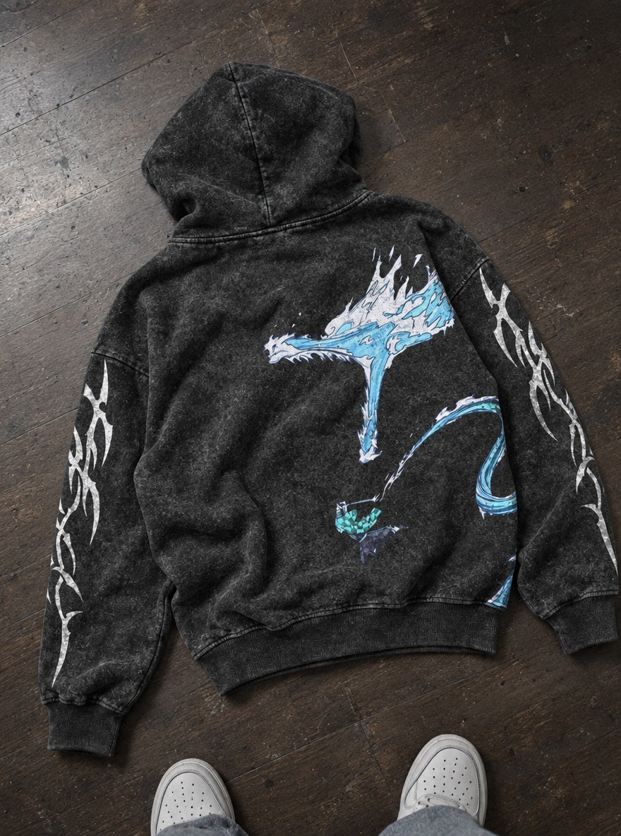 Water Dragon – Hoodie – flat-lay | Demon Slayer