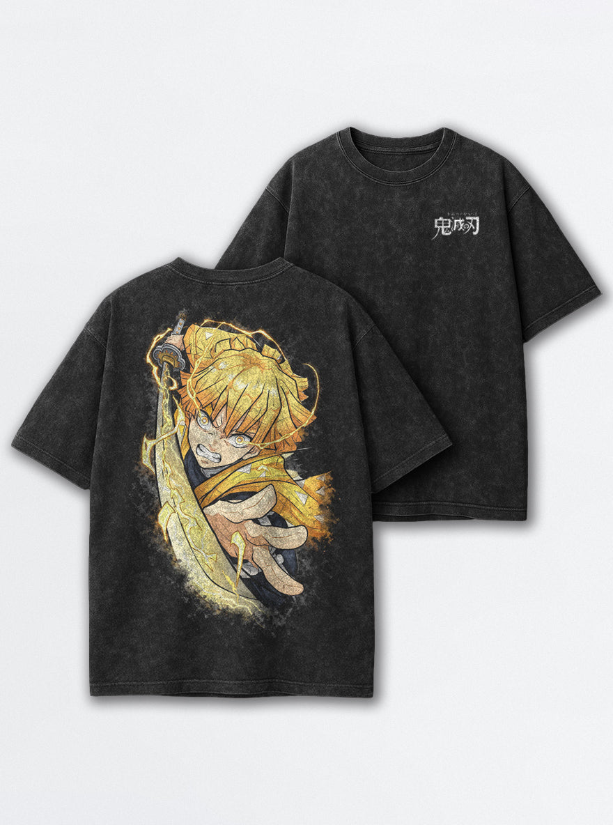 Zenitsu Godspeed – Black T-Shirt – mockup | Demon Slayer