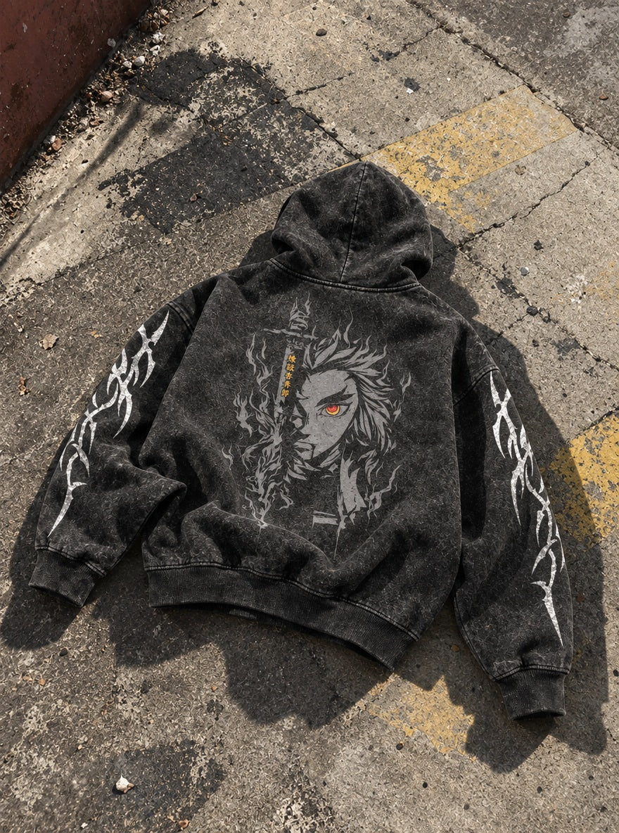Rengoku Ember – Hoodie – flat-lay | Demon Slayer