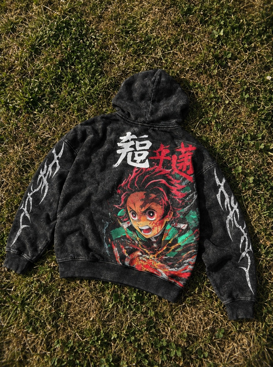 Tanjiro Blaze – Hoodie – flat-lay | Demon Slayer
