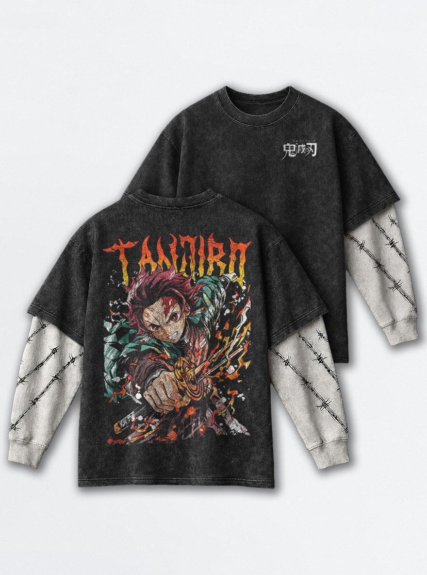 Scarred Flame – Double Sleeves – mockup | Demon Slayer