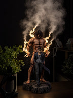 Eren and Attack Titan Mist Diffuser Figure – lit with mist in a room at night | Attack on Titan