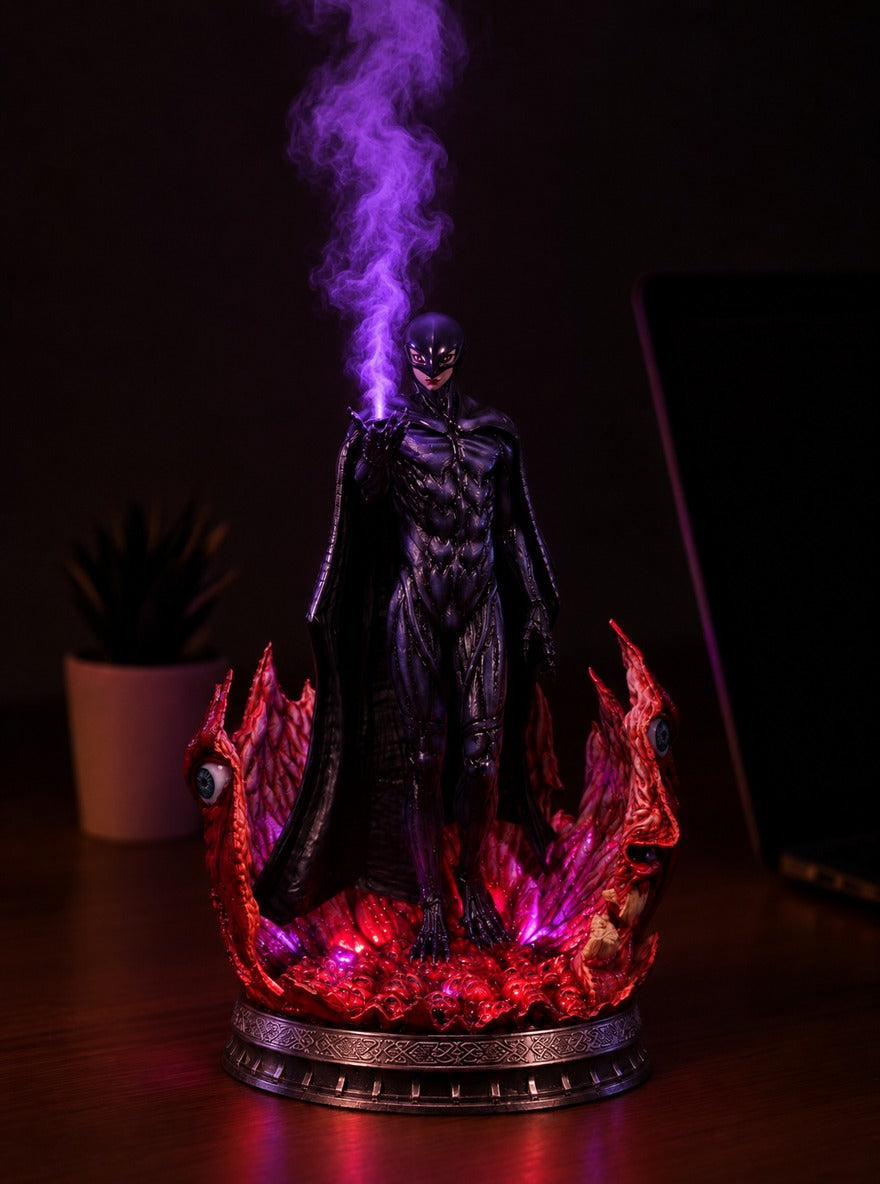 Femto Eclipse Mist Diffuser Figure – lit with mist in a room at night | Berserk