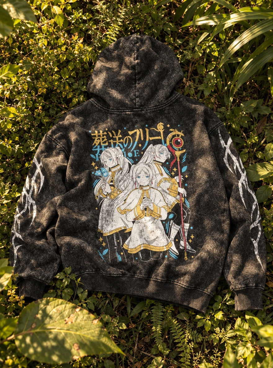 Triple Frieren – Hoodie – flat-lay | Frieren