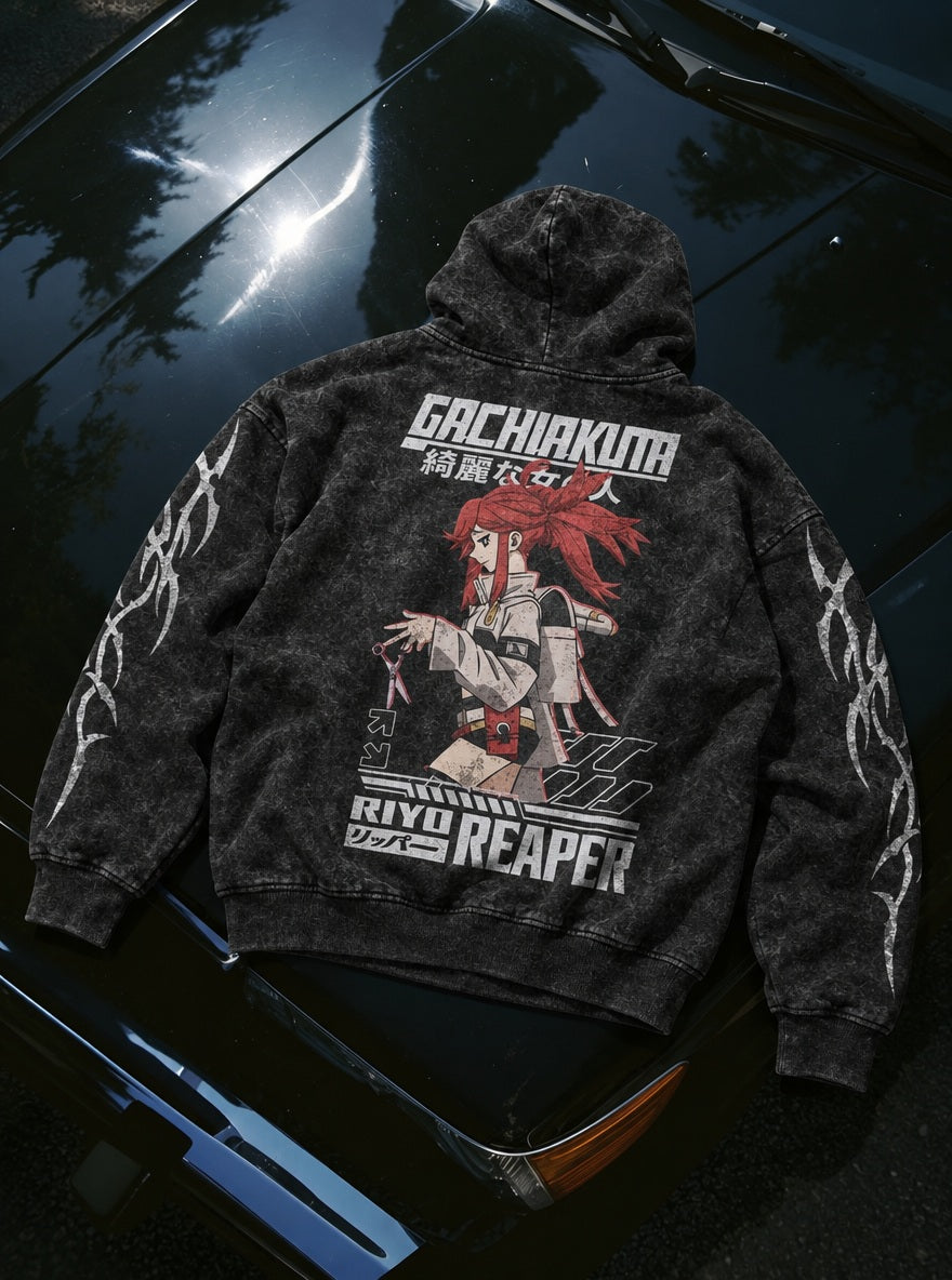 Riyo Reaper – Hoodie – flat-lay | Gachiakuta
