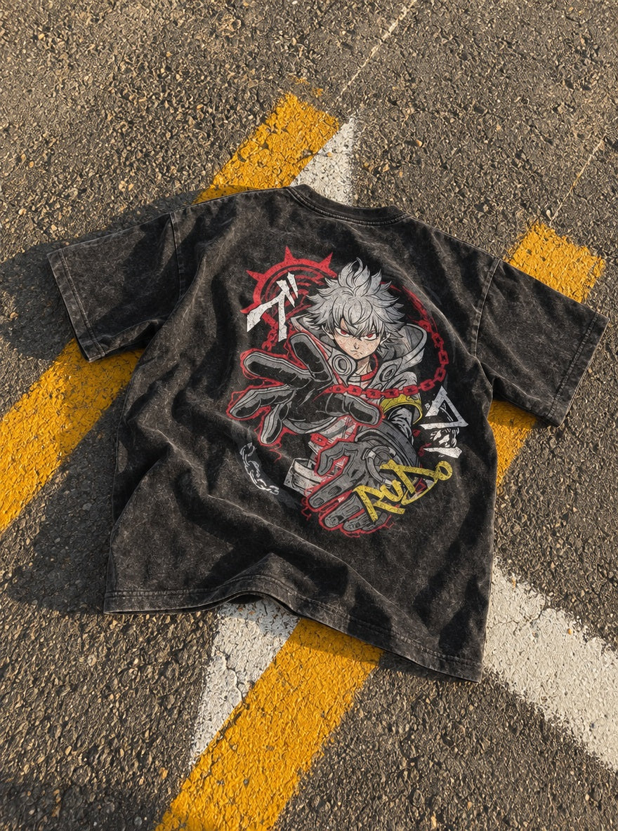 Rudo Chain Grip – T-Shirt – flat-lay | Gachiakuta