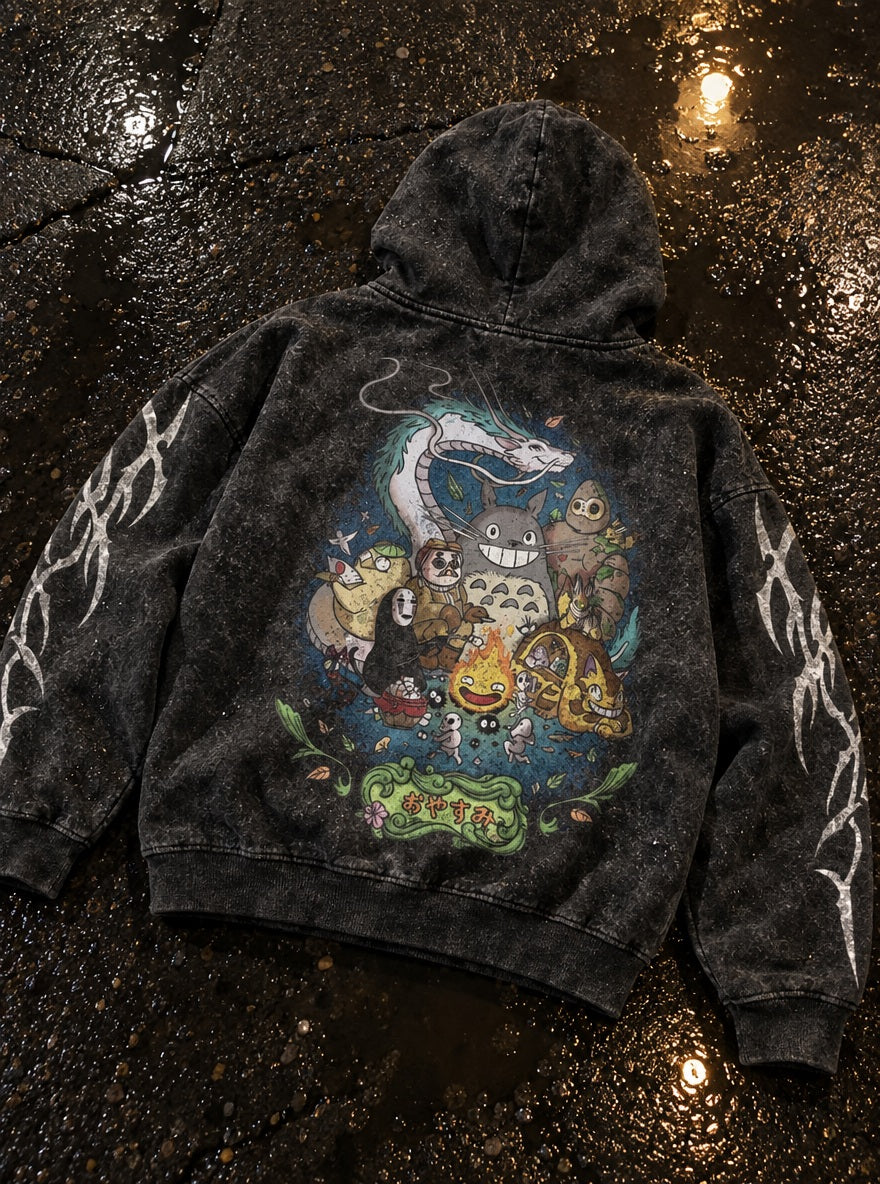 Calcifer Campfire – Hoodie – flat-lay | Ghibli