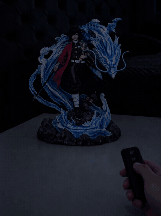 Giyu Tomioka Water Dragon Mist Diffuser Figure – switching on with the remote, light and mist (animated) | Demon Slayer