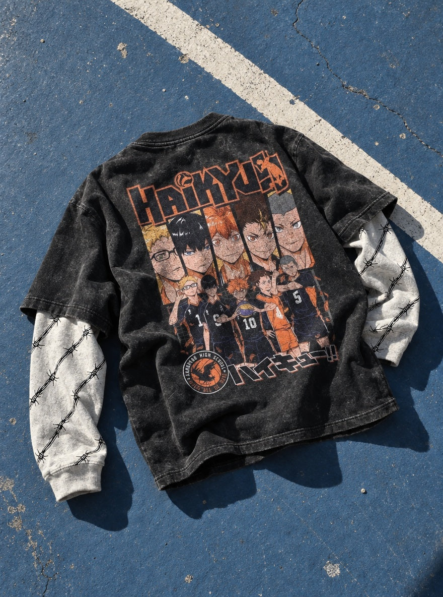Karasuno Team – Double Sleeves – flat-lay | Haikyuu