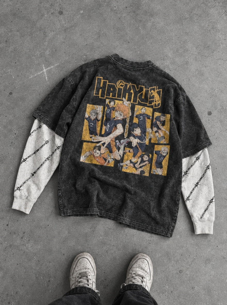 Karasuno Rally – Double Sleeves – flat-lay | Haikyuu
