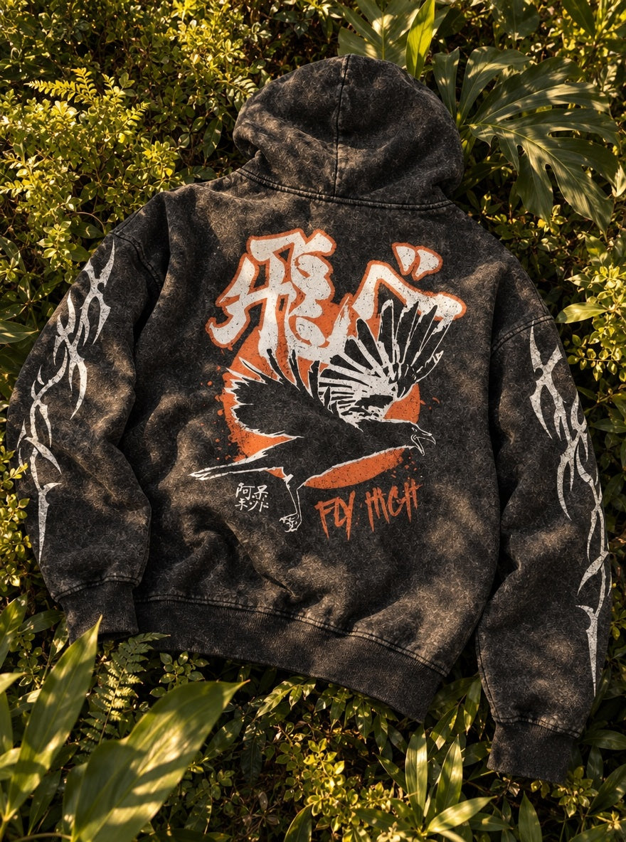 Karasuno Crow – Hoodie – flat-lay | Haikyuu