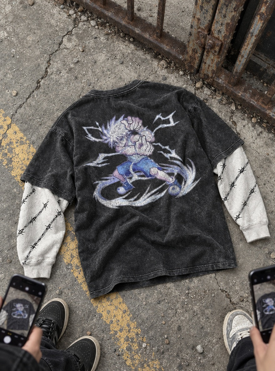 Killua Lightning – Double Sleeves – flat-lay | Hunter x Hunter