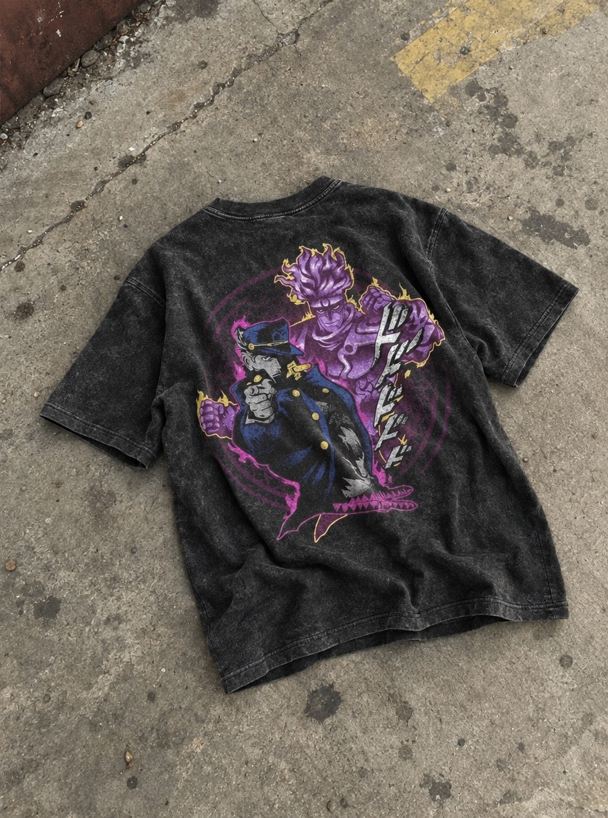 Jotaro & Star Platinum – T-Shirt – flat-lay | JoJo